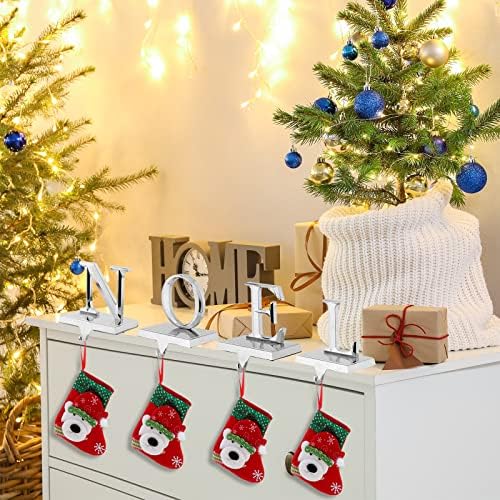 MCEAST Set of 4 Christmas Stocking Holders Noel Metal Stocking Hangers Mantel Hook Hangers Fireplace Stocking Hooks for Christmas Decoration - Image 6