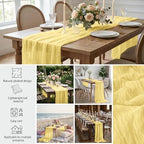 12Pack Light Yellow Cheesecloth Table Runners 10FT Table Runner - Image 5