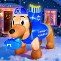 5F Hanukkah Inflatable Decorations - Dachshund with Menorah & Dreidel Built in 3 LED Lights, Blow Up Chanukah Yard Decor for Outdoor Lawn Garden Jewish Holiday Party​ by TURNMEON