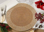 Beaded Placemats for Dining Table Dia 13" Gold Tonal Set of 4 - Image 4