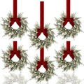 Riceshoot 6 Pcs 10'' Mini Christmas Cabinet Wreath Small Wreaths with Bow by Zuqqaaoor