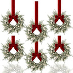 Riceshoot 6 Pcs 10'' Mini Christmas Cabinet Wreath Small Wreaths with Bow by Zuqqaaoor
