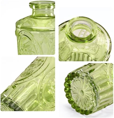 Green Small Bud Vases in Bulk 12, Vintage Embossed Flower Vases for Centerpieces, Boho Glass Vase for Flowers, Decorative Mini Vase for Wedding Decoration Party Baby Shower Home Dining Table - Image 6