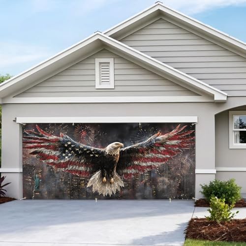 6 * 13FT Eagle flag Garage Door Cover Decorations Independence Day Garage Door Banner for Outdoor Indoor Patriot Party Photography Backdrop - Image 7