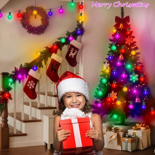 50Ft Outdoor Globe String Lights, LED G40 Colored Christmas Lights with 27 Shatterproof Frosted Globe Light Bulbs(2 Spare) for Holiday Gifts Bistro Balcony Roofline Garden Decor-Multicolor - Image 6