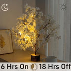 19'' Light up Cherry Blossm Tree,Led Flower Tree Lamp with Timer, Artificial Bonsai Tree Battery or USB-C Operated for Bedroom Indoor Home Spring Summer Wedding Decor(White) - Image 3