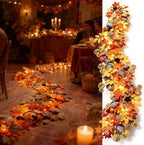 6ft/10ft Maple Leaf Fall Garland with Lights in/Outdoor (1-10ft, BAT) by Unknown