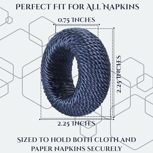 Alpha Living Home Woven Napkin Rings, 50-Pack, Navy Blue - Image 3
