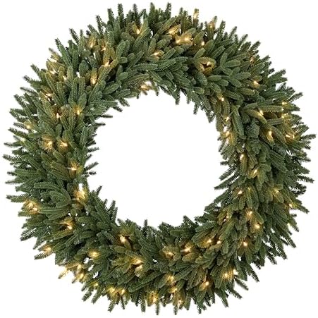 Balsam Hill | Artificial Christmas Wreath for Front Door | Greenery with LED Clear Lights | Indoor & Outdoor Christmas Decor (BH Fraser Fir 48") by BalsamHill