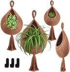 Honeydak 3 Hanging Baskets, White, Tassel, Cotton Rope by Honeydak