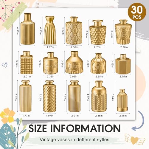Yaomiao 30 Pcs Glass Bud Vases Centerpieces, Gold Series - Image 2