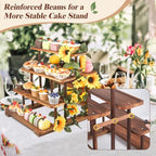Wisreach 7 Tier Wooden Cupcake Stand & Towers Serving Trays for Party with Vine Decoration — Party Display Serving Ladder with Platter for Cake, Snacks — Perfect for Catering, Events & Centerpieces - Image 3