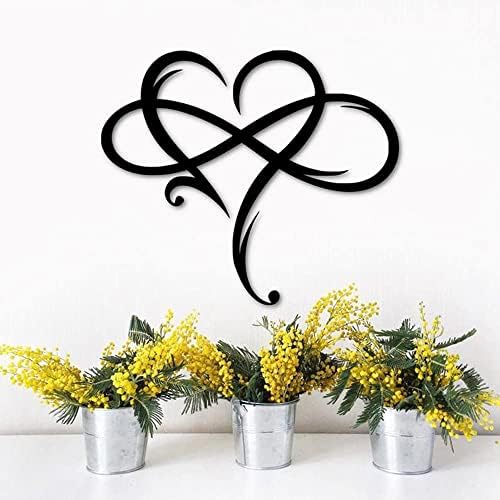 AOOLVY Infinity Heart Wall Decor, Unique Infinity Heart Metal Art Wall Decor Love Sign Steel Wall Plaques Bedroom Ornaments for Home Wedding Decor, Room Living Room Decoration (Black, 23.6x20.6inch) - Image 3