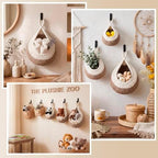 Honeydak 3 Hanging Baskets, White with Light Linen, Teardrop, Cotton Rope - Image 6