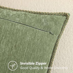 decorUhome Soft Chenille Throw Pillow Covers 22x22 Set of 2 Olive Green - Image 4