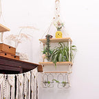 TENEWEE Boho Macrame Hanging Wall Shelf for Plant & Books Display 2-Tier - Image 4