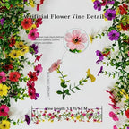 4 Pack 6ft Lifelike Artificial Flower Vines, UV & Fade Resistant Fake Hanging Flower Garlands – Perfect for Wedding Backdrop, Arch, Wall, Home Office, Garden Indoor Outdoor Decor (Mixed-color) - Image 2