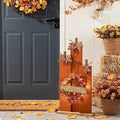 Glitzhome 30" H Farmhouse Wooden Pumpkin Sign with Wreath, Rustic Welcome Fall Porch Sign Standing Decor for Fall Harvest Autumn Thanksgiving Home or Yard by Glitzhome