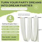4 Panels 5ft(W) x 20ft(H) Ivory Ceiling Drapes for Wedding Parties - Image 6