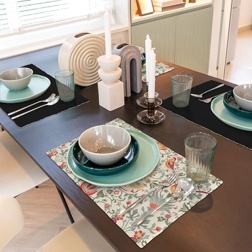 William Morris Placemats Set of 6, Strawberry Thieves Heat Resistant Non-Slip Washable Placemats for Kitchen Dining Party Indoor Outdoor, 12x18 Inches - Image 4