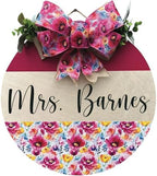 Classroom welcome sign Teacher door sign Gift for Teacher (UV60-Pink Floral Teacher, 18" Width) by Unknown