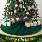 Viorawhite Emerald Green Christmas Tree Skirt, 60 Inch Large Faux Fur - Image 2