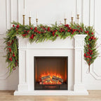 6FT Norfolk Pine Christmas Garland with Red Berries, Realistic Artificial Cedar for Holiday Mantel, Table, Fireplace, Indoor Porch Xmas Decor by Unknown