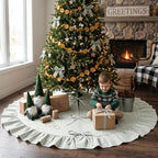 JOVIPOP Christmas Tree Skirt, 60 Inch Green Striped Ruffle - Image 6