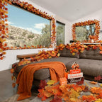 CQURE 14 Pack Fall Leaf Garland, Total 109.2Ft Artificial Fall Maple Leaves Autumn Vines Garland Thanksgiving Decor for Home Fireplace Party - Image 3