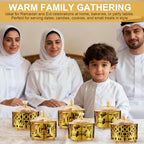 6 Pcs Ramadan Trays with Lid Metal Gold Moon Castle Star Arabesque Eid Mubarak Tray, Plate, Food Storage Container for Serving Cookie Candy Pastry Dessert Eid Party Display - Image 2