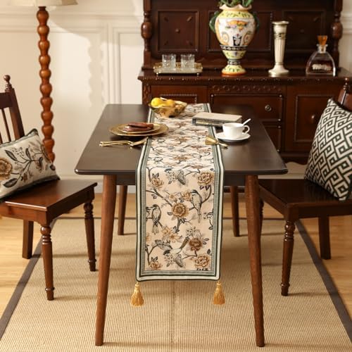 ISAENNE Designer French Linen Long Table Runner,102"x12"-Murad A - Image 6