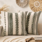 ANRODUO Boho Decorative Pillow Covers 20x20 Inch Gray Stripe 2 Pack of 2 by ANRODUO