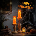 Nimiko Flickering Flameless LED Candles,Battery Operated Candles 9 Pcs with Embedded Star String,Acrylic LED Pillar Candles with Remote,Suitable for Home Decoration to Create an Atmosphere (Orange) - Image 5