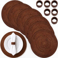 6 Pcs Rattan Charger Placemats with Napkin Rings Set, Dark Brown by Gandeer