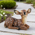 Outdoor Garden Deer Statue, Decorative Sculpture Brown Resin Fawn Sculpture, 9.45 x 6.3 x 5.1 inches Yard Lawn Decor Deep Forest Deer - Image 4