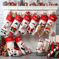 Personalized Christmas Stockings with Embroidered Name & Monogram,Custom 3D Xmas Character Stocking 4 Pack 18” Large,Santa,Snowman & Reindeer Fireplace Hanging Red Burlap Plaid Stockings(A) by Infiher