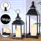 Decorative Candle Lanterns Set of 2, Black Metal for Indoor & Outdoor - Image 3