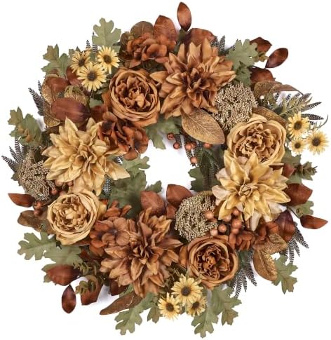 24in Fall Wreaths for Front Door Artificial Autumn Wreath by MDSTBN