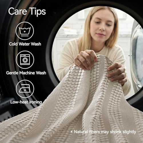 a moment 2 Pack Bamboo Fiber Pillow Covers - Waffle Weave, Ultra Soft & Breathable, Euro Shams Cotton Throw Pillow for Couch, Sofa, Bedroom Living Room 26x26 Inch Beige - Image 5