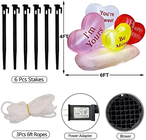 yofit 6 FT Long Valentine's Day Inflatable Hearts, LED Lights Hearts Cloud Happy Valentine Blow up Decorations, Valentine Romantic Holiday Decor for Indoor Outdoor Anniversary Wedding Party - Image 3