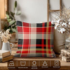 Batmerry Red Blue Abstract Plaid Throw Pillow Covers, Tartan Plaids Traditional Beige Decorative Pillow Covers Digital Printing Blended for Couch Sofa Bed Invisible Zipper 26X26 in(Set of 2) - Image 3