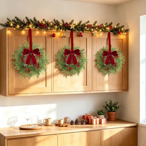 Thewe 12Pcs 14" Christmas Candle Wreaths for Kitchen Cabinet Table Decor - Image 5