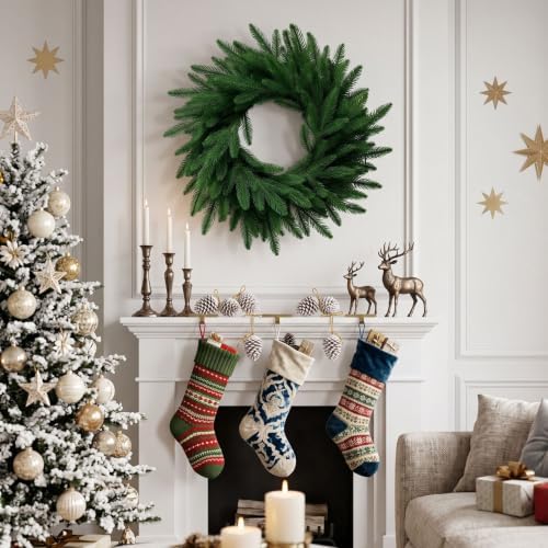 Christmas Decorations - 26 Inch Real Touch Pine Wreath for Front Door - Image 5