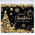 Black Gold Garage Door Christmas Cover Decorations: Xmas Tree Garage Door Cover Banner 7x8ft, Merry Christmas and Happy New Year Party Backdrop for Photography Large Christmas Background by RTMISA