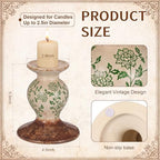 Patelai 2 Pcs Terracotta Pillar Candle Holders Floral Taper Candlestick - Image 2