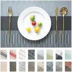 Placemats Set of 12 Vinyl/Plastic Woven Place Mats for Kitchen Table Indoor/Outdoor Washable Placemat Wipeable Dining Table Mats (Ombre Silver Grey Black,12) by Unknown