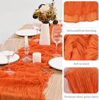 20 Pack Orange Table Runner 10Ft Cheesecloth Table Runner Boho Long Cheese Cloth Table Runners Romantic Sheer Fabric Gauze Table Runners for Wedding Party Bridal Shower - Image 3
