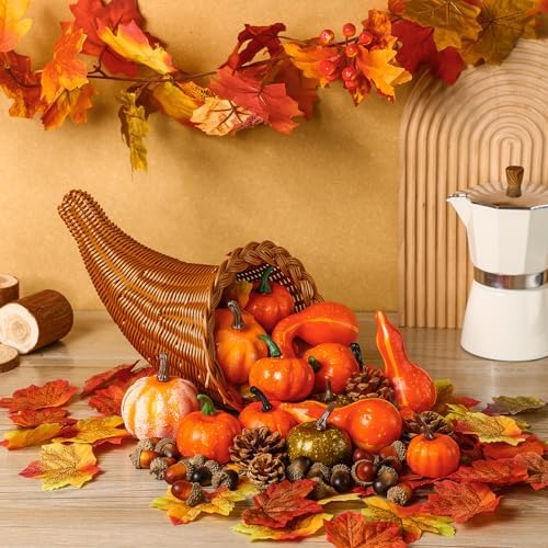 Fall Cornucopia Basket Fall Table Centerpieces 13.78'', Classic - Image 4