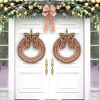 Brown Christmas Velvet Wreath 14" Christmas Decoration Front Door Xmas Velvet Ornament with Bow Xmas Wreath Decorations for Table Fireplace Porch Window Wall New Years Home Party Indoor Decoration - Image 6