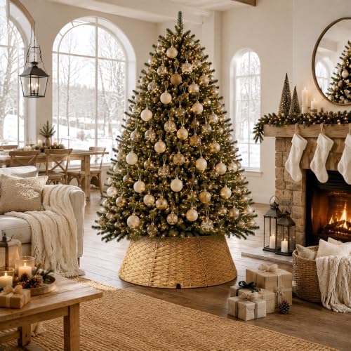 Poen Woven Rattan Christmas Tree Collar, Khaki, 42 Inch - Image 6